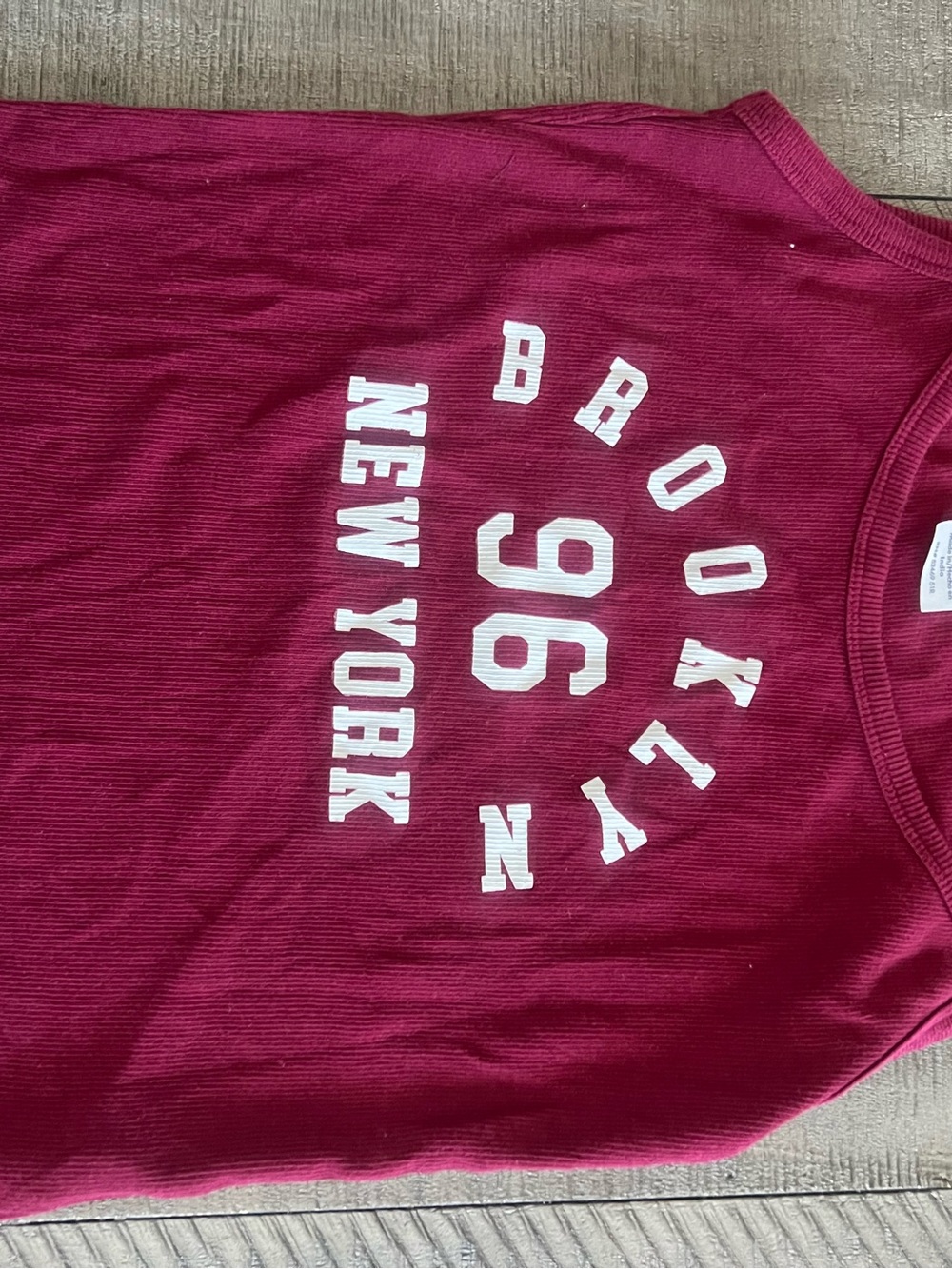 No Boundaries Maroon Tank Top with White 'Brooklyn 96 New York' Graphic